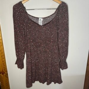 Long Sleeve Mauve Floral Shirt Dress